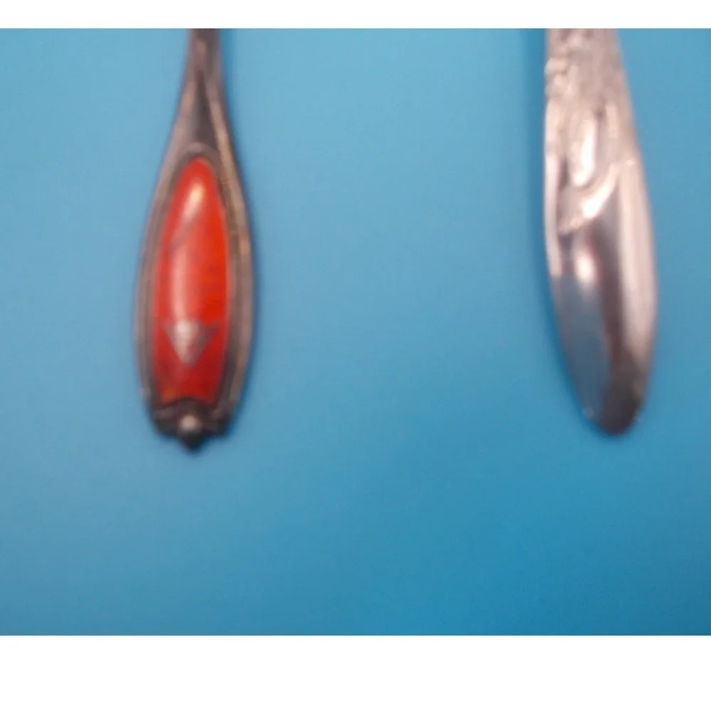 Vintage Souvenir Spoon Red Inlay and HEC Co Stainless Steel Child Fork USA